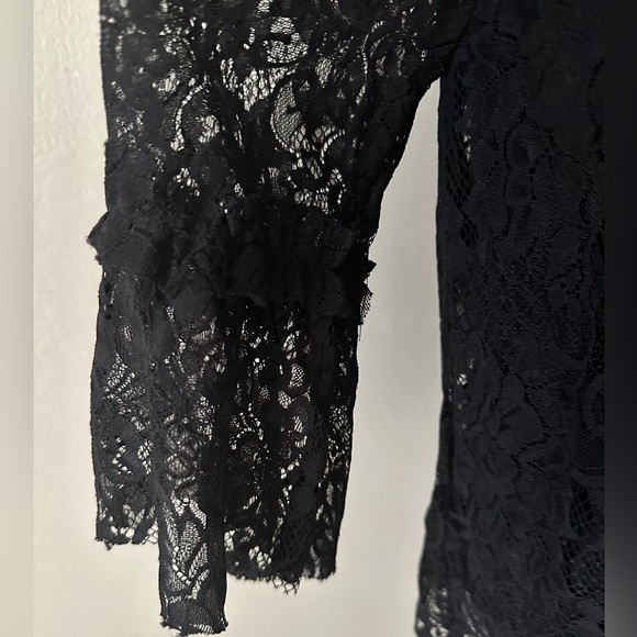 BCX Black Womens Floral Lace Cold Shoulder Top Size S - Picture 4 of 6